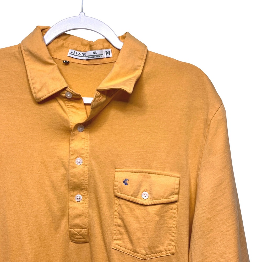 Criquet Mens XL Players Shirt Orange‎ 100% Pima Cotton Short Sleeve Polo Pocket